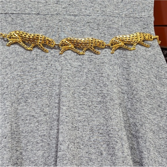 VTG 1997 NI Gold Tone Metal Jaguar Jungle Cat Chain Link Fashion Belt Womens - Picture 4 of 9